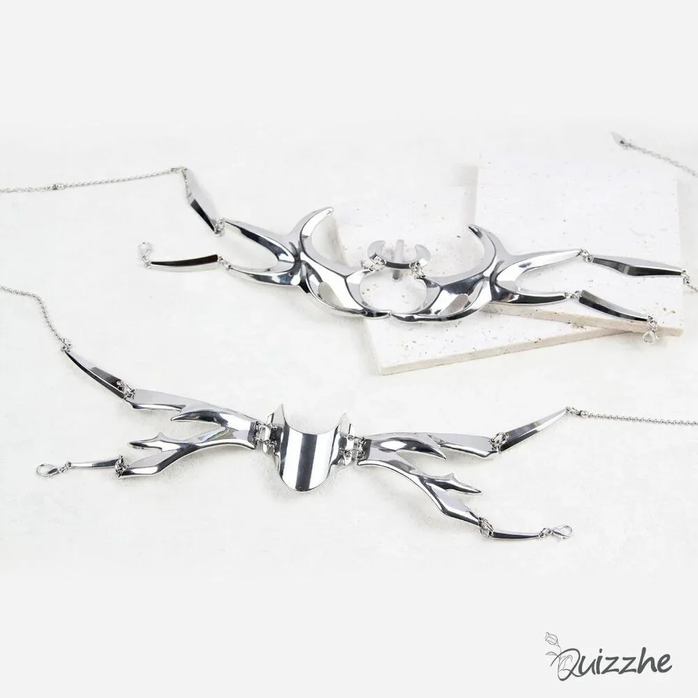 Cyberpunk Metal Half Mask Unisex Adjustable Chain for Masquerades Fest